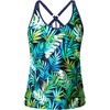 image:imageWomens Tankini Top Only Athletic Swim Top Modest Tankini Swimsuit No Bottom  V Neck Adjustable Strap Cross Geometric Straps Removable cup Loose fit Full LiningGreen Leaves