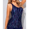 image:imageWomens Tankini Top Only Athletic Swim Top Modest Tankini Swimsuit No Bottom  V Neck Adjustable Strap Cross Geometric Straps Removable cup Loose fit Full LiningBlue Meteor