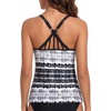 image:imageWomens Tankini Top Only Athletic Swim Top Modest Tankini Swimsuit No Bottom  V Neck Adjustable Strap Cross Geometric Straps Removable cup Loose fit Full LiningBlack and White