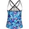 image:imageWomens Tankini Top Only Athletic Swim Top Modest Tankini Swimsuit No Bottom  V Neck Adjustable Strap Cross Geometric Straps Removable cup Loose fit Full LiningBlue Leaf