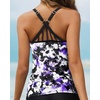 image:imageWomens Tankini Top Only Athletic Swim Top Modest Tankini Swimsuit No Bottom  V Neck Adjustable Strap Cross Geometric Straps Removable cup Loose fit Full LiningPurple Flowers