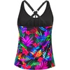 image:imageWomens Tankini Top Only Athletic Swim Top Modest Tankini Swimsuit No Bottom  V Neck Adjustable Strap Cross Geometric Straps Removable cup Loose fit Full LiningColorful Leaves