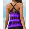 image:imageWomens Tankini Top Only Athletic Swim Top Modest Tankini Swimsuit No Bottom  V Neck Adjustable Strap Cross Geometric Straps Removable cup Loose fit Full LiningPurple Stripe