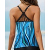image:imageWomens Tankini Top Only Athletic Swim Top Modest Tankini Swimsuit No Bottom  V Neck Adjustable Strap Cross Geometric Straps Removable cup Loose fit Full LiningBlue Ripples