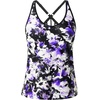 image:imageWomens Tankini Top Only Athletic Swim Top Modest Tankini Swimsuit No Bottom  V Neck Adjustable Strap Cross Geometric Straps Removable cup Loose fit Full LiningPurple Flowers