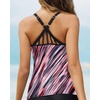 image:imageWomens Tankini Top Only Athletic Swim Top Modest Tankini Swimsuit No Bottom  V Neck Adjustable Strap Cross Geometric Straps Removable cup Loose fit Full LiningPink Stripe