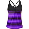 image:imageWomens Tankini Top Only Athletic Swim Top Modest Tankini Swimsuit No Bottom  V Neck Adjustable Strap Cross Geometric Straps Removable cup Loose fit Full LiningPurple Stripe