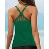image:imageWomens Tankini Top Only Athletic Swim Top Modest Tankini Swimsuit No Bottom  V Neck Adjustable Strap Cross Geometric Straps Removable cup Loose fit Full LiningGreen