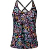 image:imageWomens Tankini Top Only Athletic Swim Top Modest Tankini Swimsuit No Bottom  V Neck Adjustable Strap Cross Geometric Straps Removable cup Loose fit Full LiningColorful Paisley