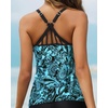 image:imageWomens Tankini Top Only Athletic Swim Top Modest Tankini Swimsuit No Bottom  V Neck Adjustable Strap Cross Geometric Straps Removable cup Loose fit Full LiningBlue Paisley