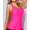 image:imageWomens Tankini Top Only Athletic Swim Top Modest Tankini Swimsuit No Bottom  V Neck Adjustable Strap Cross Geometric Straps Removable cup Loose fit Full LiningHot Pink