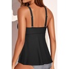 image:imageWomens Underwire Tankini Top Only Push Up Flowy Swimsuit Top No Bottom  Builtin Bra Tummy Control Unremovable Cups Adjustable Straps Stretch FabricBlack