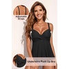 image:imageWomens Underwire Tankini Top Only Push Up Flowy Swimsuit Top No Bottom  Builtin Bra Tummy Control Unremovable Cups Adjustable Straps Stretch FabricBlack