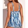 image:imageWomens Underwire Tankini Top Only Push Up Flowy Swimsuit Top No Bottom  Builtin Bra Tummy Control Unremovable Cups Adjustable Straps Stretch FabricBlue Tie Dye