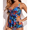 image:imageWomens Underwire Tankini Top Only Push Up Flowy Swimsuit Top No Bottom  Builtin Bra Tummy Control Unremovable Cups Adjustable Straps Stretch FabricColorful Floral