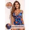 image:imageWomens Underwire Tankini Top Only Push Up Flowy Swimsuit Top No Bottom  Builtin Bra Tummy Control Unremovable Cups Adjustable Straps Stretch FabricColorful Floral