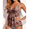 image:imageWomens Underwire Tankini Top Only Push Up Flowy Swimsuit Top No Bottom  Builtin Bra Tummy Control Unremovable Cups Adjustable Straps Stretch FabricMandala