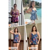 image:imageWomens Underwire Tankini Top Only Push Up Flowy Swimsuit Top No Bottom  Builtin Bra Tummy Control Unremovable Cups Adjustable Straps Stretch FabricPurple Pink Leaves
