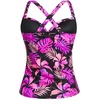 image:imageWomens Underwire Tankini Top Only Tummy Control Push Up Swimsuit Top  Twist Front Sweetheart Neckline Unremovable Cups Push Up Bra Criss Cross Back Adjustable StrapsPink Floral