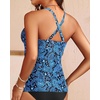 image:imageWomens Underwire Tankini Top Only Tummy Control Push Up Swimsuit Top  Twist Front Sweetheart Neckline Unremovable Cups Push Up Bra Criss Cross Back Adjustable StrapsBlue Paisley 02