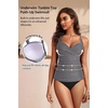 image:imageWomens Underwire Tankini Top Only Tummy Control Push Up Swimsuit Top  Twist Front Sweetheart Neckline Unremovable Cups Push Up Bra Criss Cross Back Adjustable StrapsBlack Striped