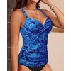 image:imageWomens Underwire Tankini Top Only Tummy Control Push Up Swimsuit Top  Twist Front Sweetheart Neckline Unremovable Cups Push Up Bra Criss Cross Back Adjustable StrapsBlue Paisley