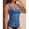 image:imageWomens Underwire Tankini Top Only Tummy Control Push Up Swimsuit Top  Twist Front Sweetheart Neckline Unremovable Cups Push Up Bra Criss Cross Back Adjustable StrapsBlue Paisley 02