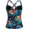 image:imageWomens Underwire Tankini Top Only Tummy Control Push Up Swimsuit Top  Twist Front Sweetheart Neckline Unremovable Cups Push Up Bra Criss Cross Back Adjustable StrapsBlack Flower