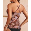 image:imageWomens Underwire Tankini Top Only Tummy Control Push Up Swimsuit Top  Twist Front Sweetheart Neckline Unremovable Cups Push Up Bra Criss Cross Back Adjustable StrapsMandala