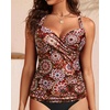 image:imageWomens Underwire Tankini Top Only Tummy Control Push Up Swimsuit Top  Twist Front Sweetheart Neckline Unremovable Cups Push Up Bra Criss Cross Back Adjustable StrapsMandala