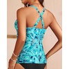 image:imageWomens Underwire Tankini Top Only Tummy Control Push Up Swimsuit Top  Twist Front Sweetheart Neckline Unremovable Cups Push Up Bra Criss Cross Back Adjustable StrapsGreen Paisley