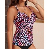 image:imageWomens Underwire Tankini Top Only Tummy Control Push Up Swimsuit Top  Twist Front Sweetheart Neckline Unremovable Cups Push Up Bra Criss Cross Back Adjustable StrapsColorful Leopard