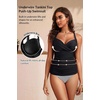 image:imageWomens Underwire Tankini Top Only Tummy Control Push Up Swimsuit Top  Twist Front Sweetheart Neckline Unremovable Cups Push Up Bra Criss Cross Back Adjustable StrapsBlack