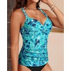 image:imageWomens Underwire Tankini Top Only Tummy Control Push Up Swimsuit Top  Twist Front Sweetheart Neckline Unremovable Cups Push Up Bra Criss Cross Back Adjustable StrapsGreen Paisley