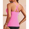 image:imageWomens Underwire Tankini Top Only Tummy Control Push Up Swimsuit Top  Twist Front Sweetheart Neckline Unremovable Cups Push Up Bra Criss Cross Back Adjustable StrapsPink White Striped