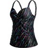 image:imageWomens Underwire Tankini Top Only Tummy Control Push Up Swimsuit Top  Twist Front Sweetheart Neckline Unremovable Cups Push Up Bra Criss Cross Back Adjustable StrapsColorful Stripe