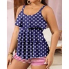 image:imageYonique Plus Size Tankini Swimsuits for Women Two Piece Ruffle Swimsuit  High Waist Shorts 3Layer Ruffle Removable Cups Adjustable StrapsAmerican Flag