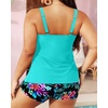 image:imageYonique Plus Size Tankini Swimsuits for Women Two Piece Ruffle Swimsuit  High Waist Shorts 3Layer Ruffle Removable Cups Adjustable StrapsAqua Colorful Floral