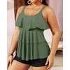 image:imageYonique Plus Size Tankini Swimsuits for Women Two Piece Ruffle Swimsuit  High Waist Shorts 3Layer Ruffle Removable Cups Adjustable StrapsArmy Green