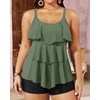 image:imageYonique Plus Size Tankini Swimsuits for Women Two Piece Ruffle Swimsuit  High Waist Shorts 3Layer Ruffle Removable Cups Adjustable StrapsArmy Green
