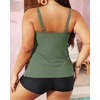 image:imageYonique Plus Size Tankini Swimsuits for Women Two Piece Ruffle Swimsuit  High Waist Shorts 3Layer Ruffle Removable Cups Adjustable StrapsArmy Green