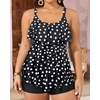 image:imageYonique Plus Size Tankini Swimsuits for Women Two Piece Ruffle Swimsuit  High Waist Shorts 3Layer Ruffle Removable Cups Adjustable StrapsBalck Polka Dots