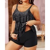 image:imageYonique Plus Size Tankini Swimsuits for Women Two Piece Ruffle Swimsuit  High Waist Shorts 3Layer Ruffle Removable Cups Adjustable StrapsBlack Dot