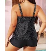 image:imageYonique Plus Size Tankini Swimsuits for Women Two Piece Ruffle Swimsuit  High Waist Shorts 3Layer Ruffle Removable Cups Adjustable StrapsBlack Dot