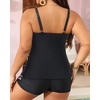 image:imageYonique Plus Size Tankini Swimsuits for Women Two Piece Ruffle Swimsuit  High Waist Shorts 3Layer Ruffle Removable Cups Adjustable StrapsBlack Tassel