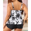 image:imageYonique Plus Size Tankini Swimsuits for Women Two Piece Ruffle Swimsuit  High Waist Shorts 3Layer Ruffle Removable Cups Adjustable StrapsBlack Tie Dye