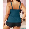 image:imageYonique Plus Size Tankini Swimsuits for Women Two Piece Ruffle Swimsuit  High Waist Shorts 3Layer Ruffle Removable Cups Adjustable StrapsBlue Green Tankini