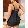 image:imageYonique Plus Size Tankini Swimsuits for Women Two Piece Ruffle Swimsuit  High Waist Shorts 3Layer Ruffle Removable Cups Adjustable StrapsFlowyblack