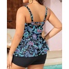 image:imageYonique Plus Size Tankini Swimsuits for Women Two Piece Ruffle Swimsuit  High Waist Shorts 3Layer Ruffle Removable Cups Adjustable StrapsFlowyblack Floral 02