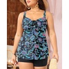 image:imageYonique Plus Size Tankini Swimsuits for Women Two Piece Ruffle Swimsuit  High Waist Shorts 3Layer Ruffle Removable Cups Adjustable StrapsFlowyblack Floral 02